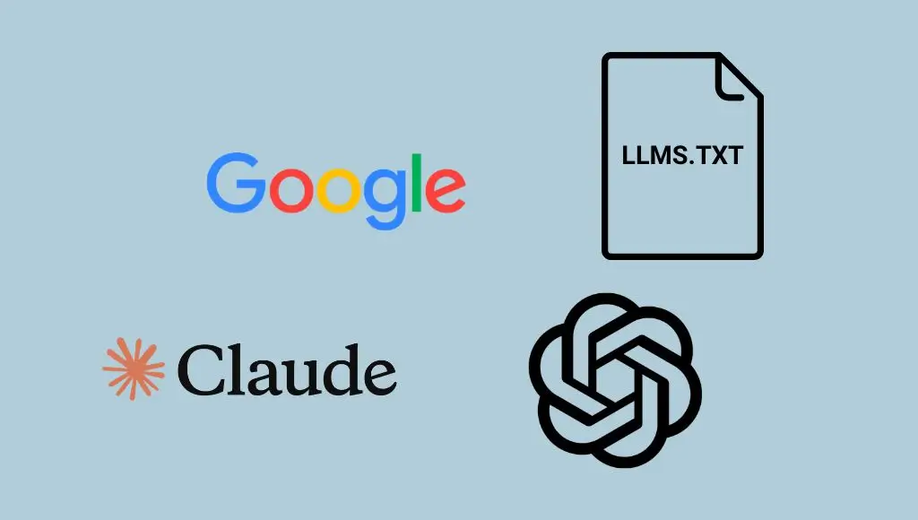 Illustrazione flat su sfondo verde con le icone di llms.txt, Google Lighthouse, e i principali modelli AI — ChatGPT, Claude, Gemini — che rappresenta il tema della navigazione agentica e del file llms.txt nel contesto degli agenti AI.